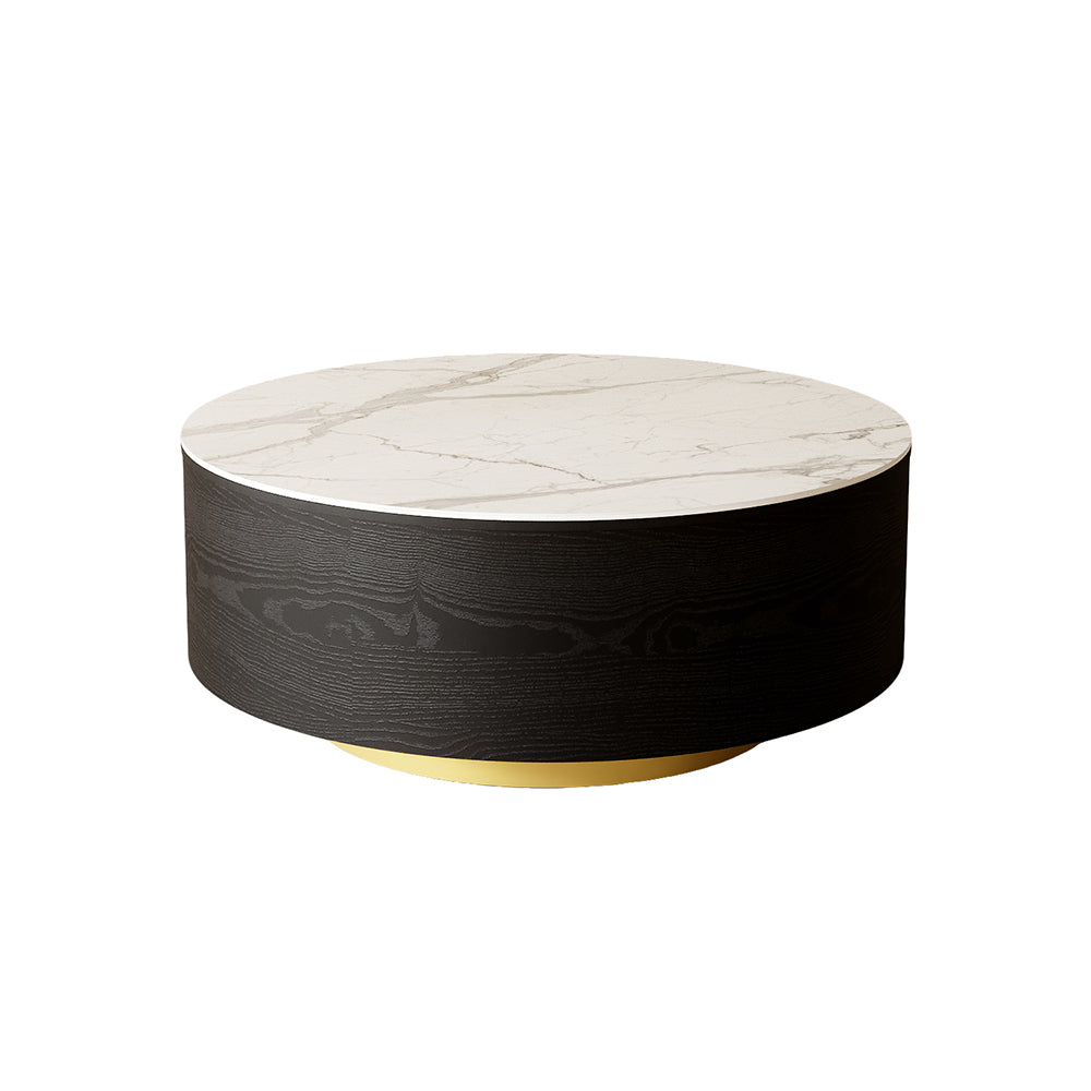 33.15″ Round Coffee Table with Black Base Modern Minimalist Design Durable and Elegant for Living Room