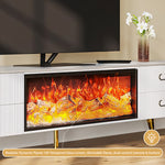 Load image into Gallery viewer, Modern White Electric Fireplace TV Stand with 3-Color LED Lights for 65 to 85-inch TVs
