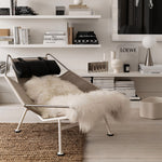 Load image into Gallery viewer, Modern Lounge Chair with Wool Throw and Leather Head Pillow
