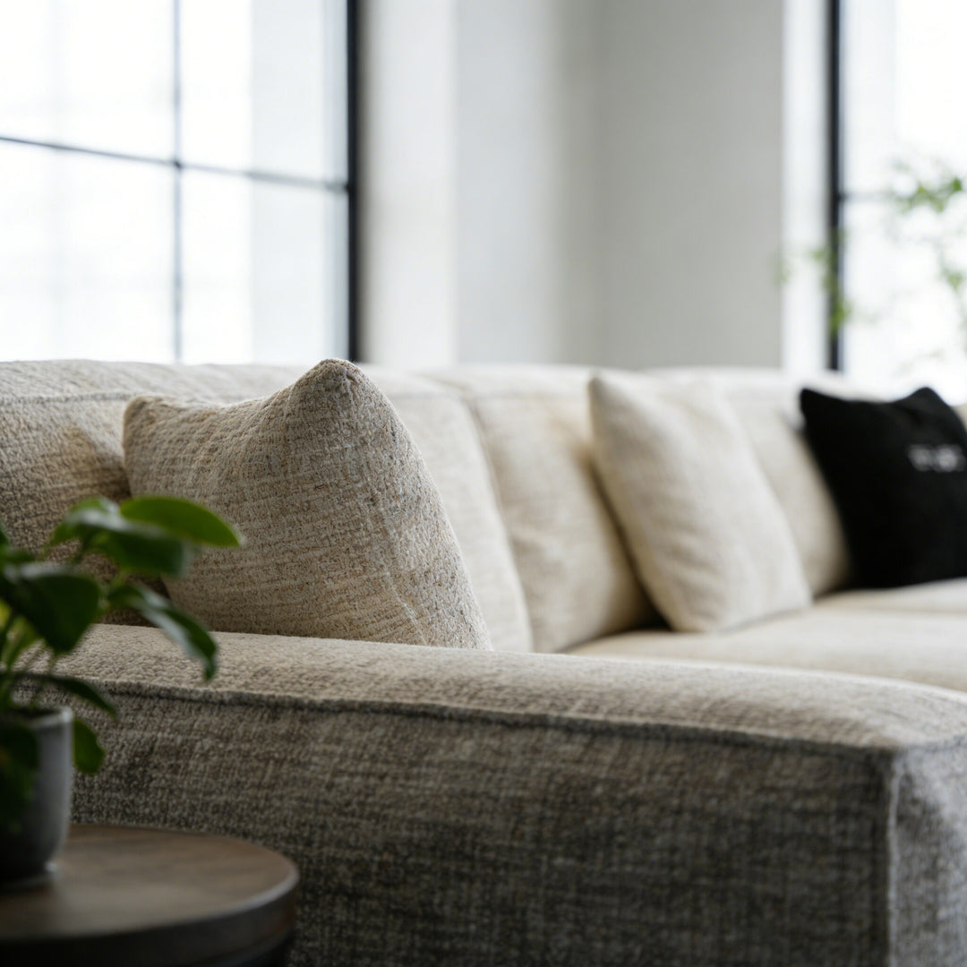 Modern Oversized Sectional Sofa with Deep Seat Chaise and Textured Upholstery