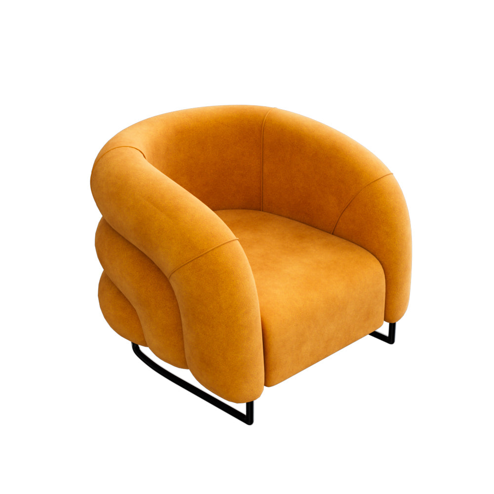 Accent Armchair Modern Faux Leather Upholstery Cloud-Inspired Cushion Design Sturdy Metal Base