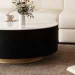 Load image into Gallery viewer, 33.15″ Round Coffee Table with Black Base Modern Minimalist Design Durable and Elegant for Living Room
