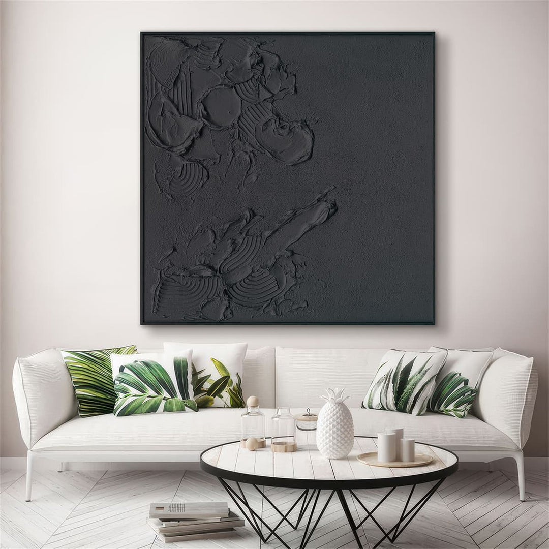 Handmade Abstract Wall Art – Black and White Textured Modern Painting
