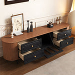 Load image into Gallery viewer, Modern TV Stand Black and Wood Color Spacious Storage
