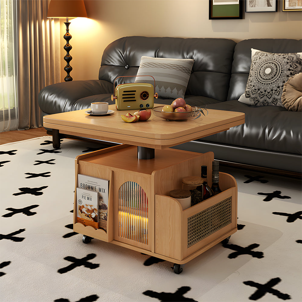 Modern Adjustable Lift-Top Coffee Table with Foldable Extendable Mobile Design