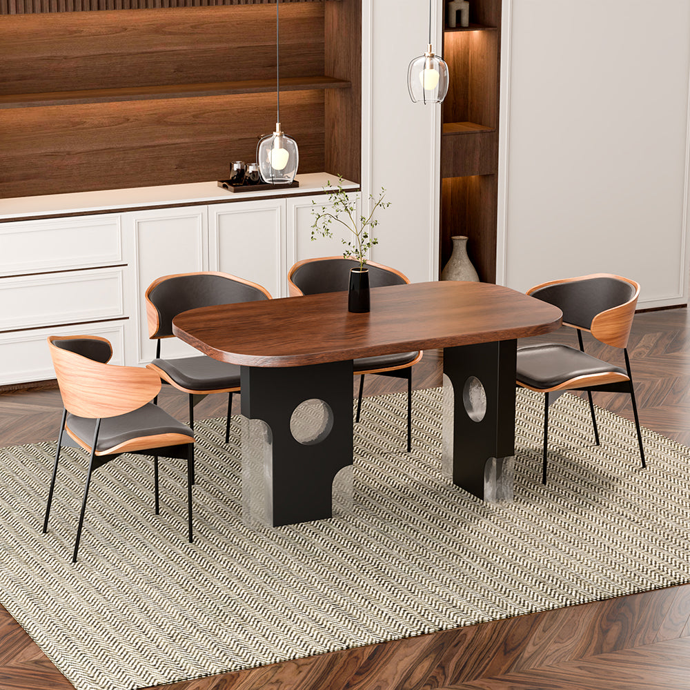 Modern Oval Dining Table with Unique Black and Clear Acrylic Legs