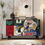 Load image into Gallery viewer, 59'' Vintage Hand-Painted Sideboard Artistic Retro Buffet Cabinet with Bold Geometric Patterns

