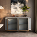 Load image into Gallery viewer, 58.5&quot; Elegant and Modern White and Gold Sideboard Cabinet with Ample Storage
