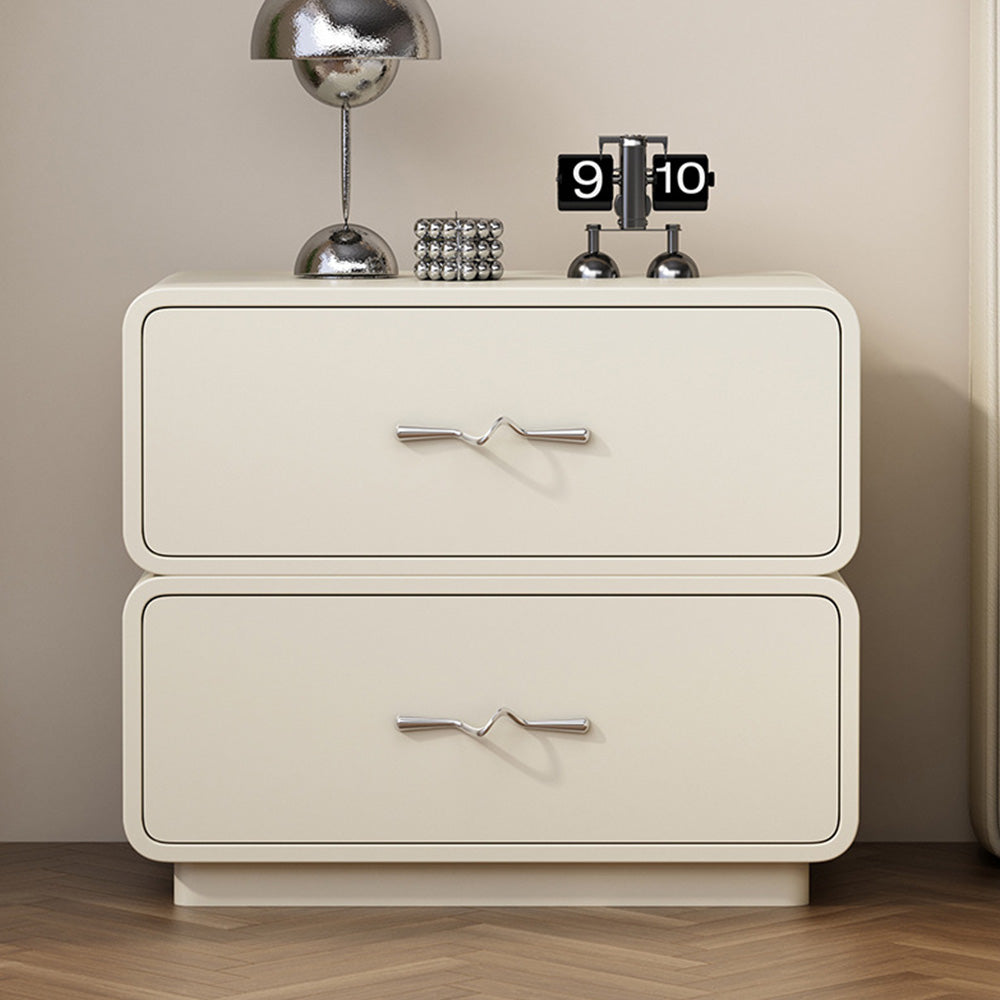 Modern Two-Tone Bedside Table with Soft Rounded Edges and Drawer Storage