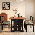 Load image into Gallery viewer, Modern Solid Wood Dining Table Rectangular Walnut Finish Dining Table with Sculptural Pedestal Base
