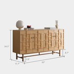 Load image into Gallery viewer, 63" Modern Geometric Solid Wood Sideboard Storage Cabinet with Sculptural Door Design
