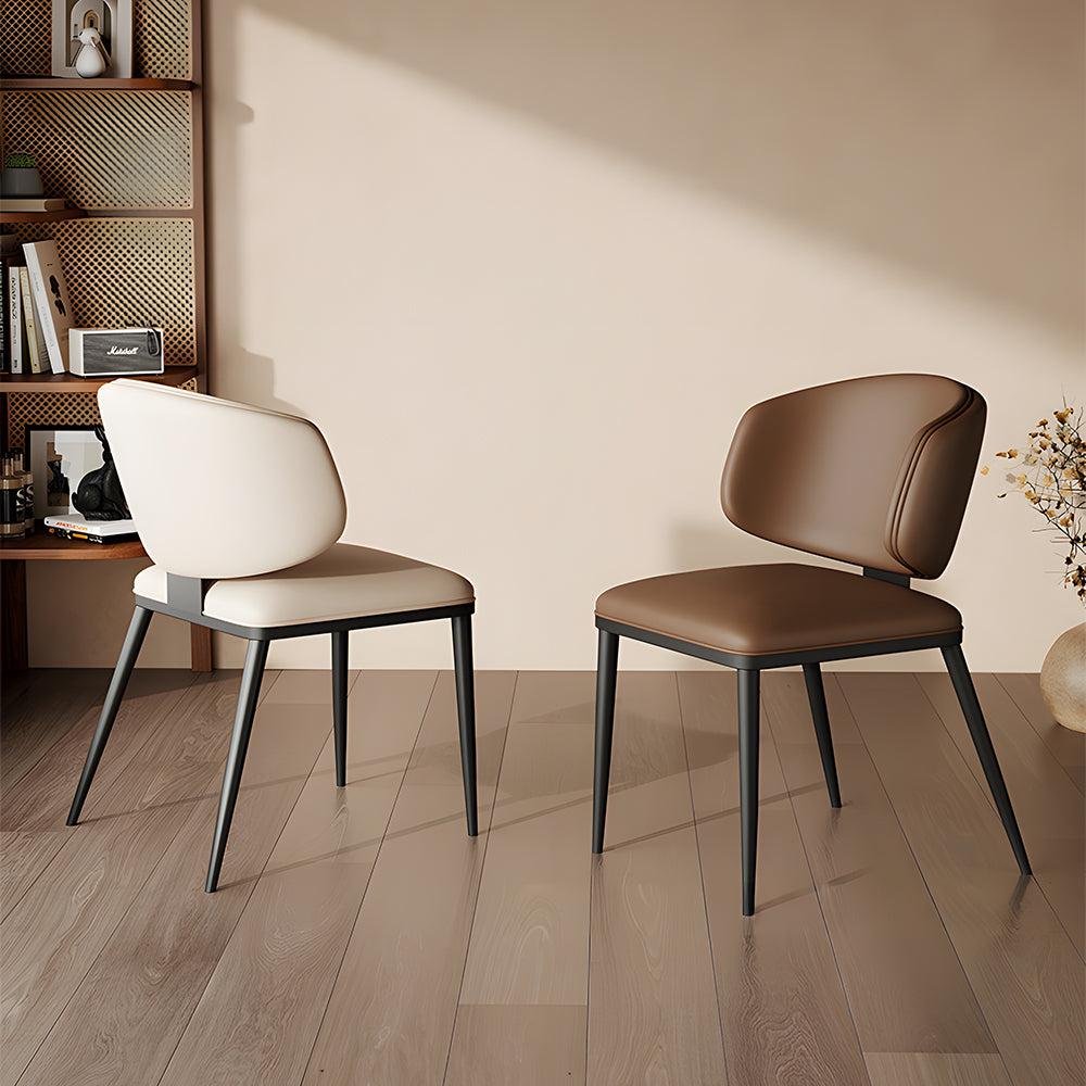 Set of 2 Modern Leather Accent Dining Chairs