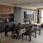Load image into Gallery viewer, 54.6&quot;/62.4&quot; Modern Italian Dining Table Set – Black Marble Base &amp; Minimalist Luxury Design
