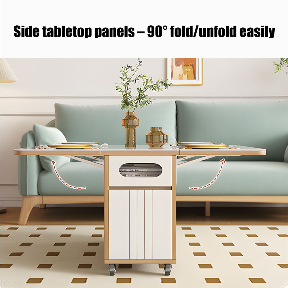 Multi-Functional Folding Coffee Table with Hidden Storage Extendable Design Easy Mobility & 2 Stools