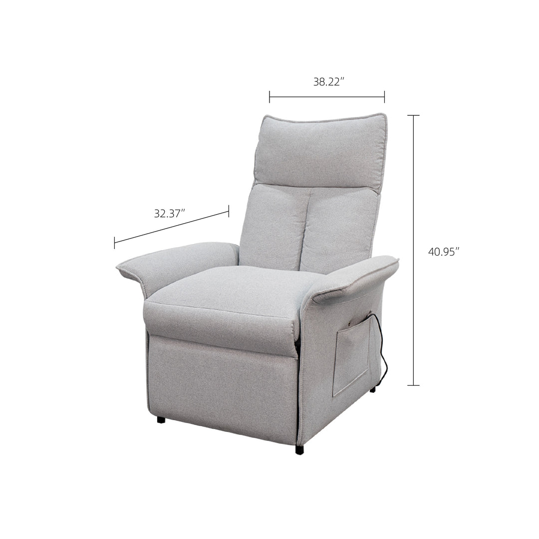 32.37''Power Recliner Fabric Chair with Remote Control, Adjustable Backrest & Footrest, Side Storage Pocket