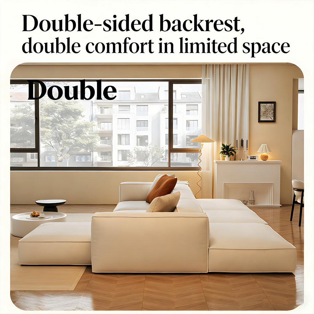 Modern Double-Sided Sectional Sofa in Skin-Friendly Cat-Scratch Fabric with Latex Support