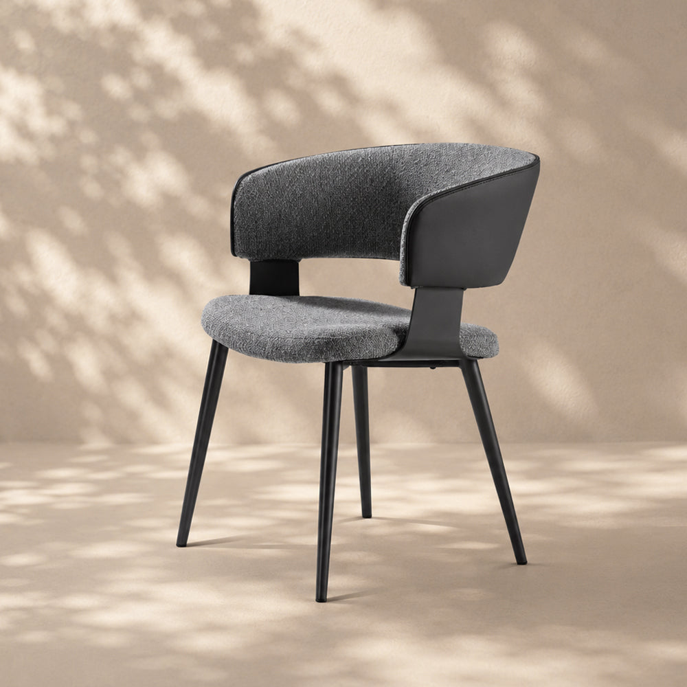 Layered Microfiber Texture Ergonomic Grey Residential Dining Room Chair 1 Piece