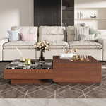 Load image into Gallery viewer, 55&#39;&#39; Modern Square Marble and Wood Coffee Table Elegant Design
