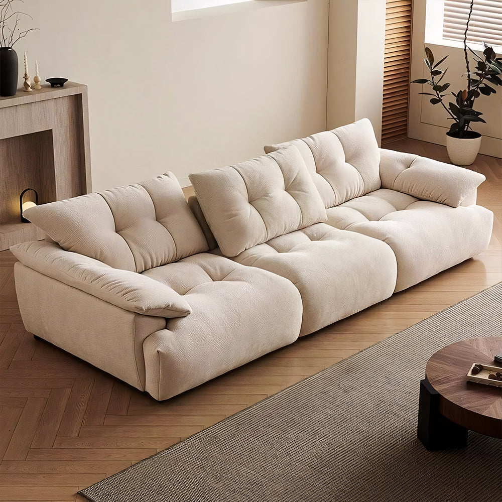 Modern Deep-Seat Tufted Chenille Sofa with Oversized Cushions