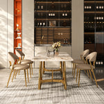 Load image into Gallery viewer, 2 PCS PU Upholstered Dining Chair with Polished Gold Metal Legs

