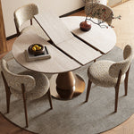 Load image into Gallery viewer, Modern Extendable Round Dining Table with Sintered Stone Top &amp; Sculptural Pedestal Base
