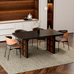 Load image into Gallery viewer, 54.6″/62.4″ Dining Table Solid Wood Artistic Geometric Base Two-Tone Contrast

