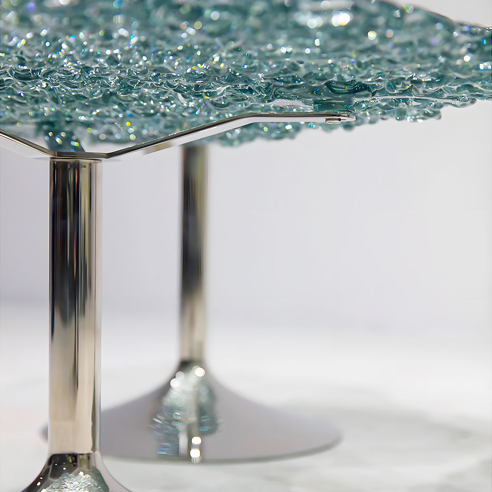 Modern Artistic Polycarbonate Coffee Table Irregular Water Ripple Accent Side Table