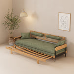 Load image into Gallery viewer, Modern Minimalist Daybed with Wood Frame and Soft Green Upholstery
