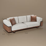 Load image into Gallery viewer, 110" Modern 4-Seater Leather Sofa Luxury Comfort with High-Density Foam Solid Wood Frame &amp; Brushed Stainless-Steel Accents
