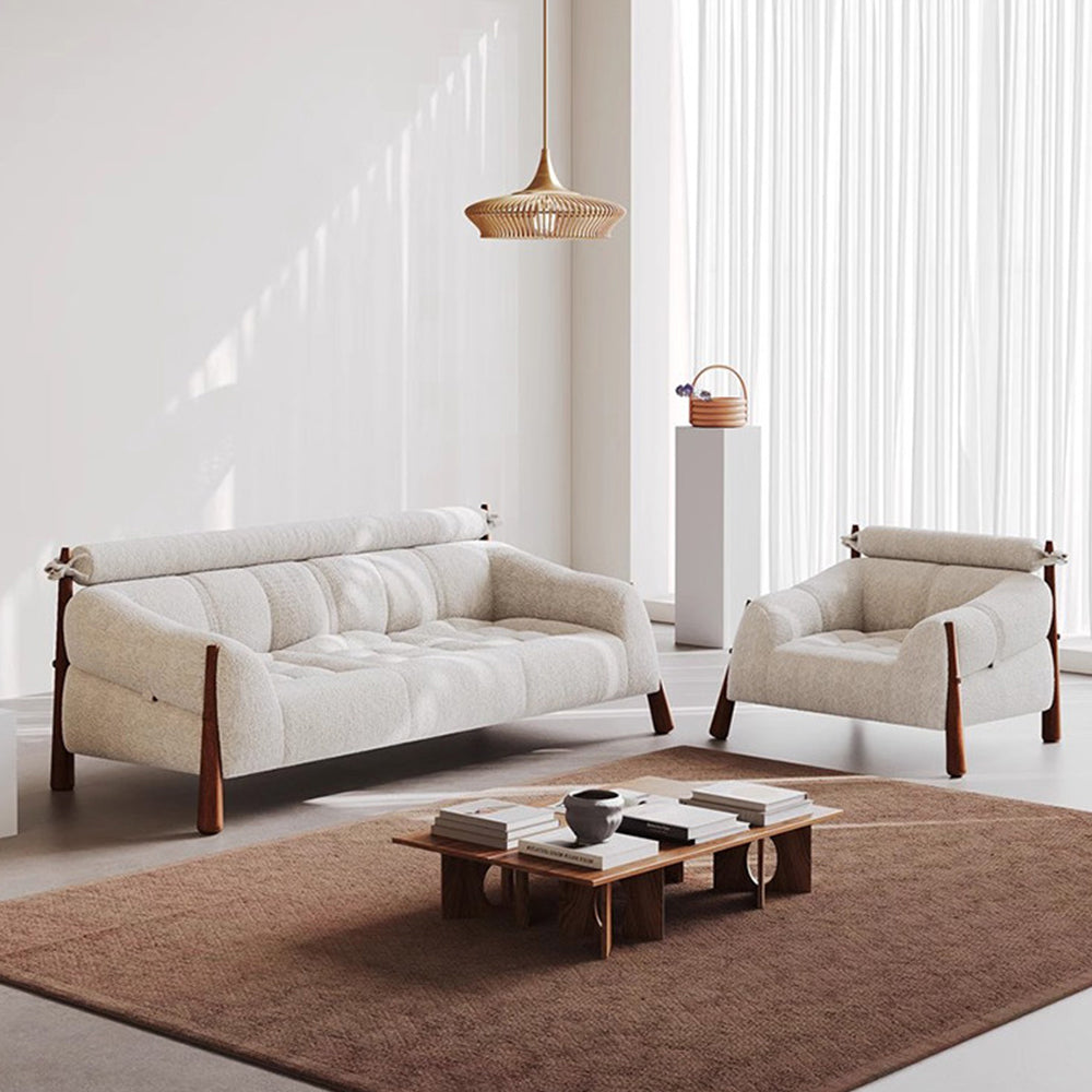 Modern Bouclé Upholstered Wooden Frame Lounge Sofa