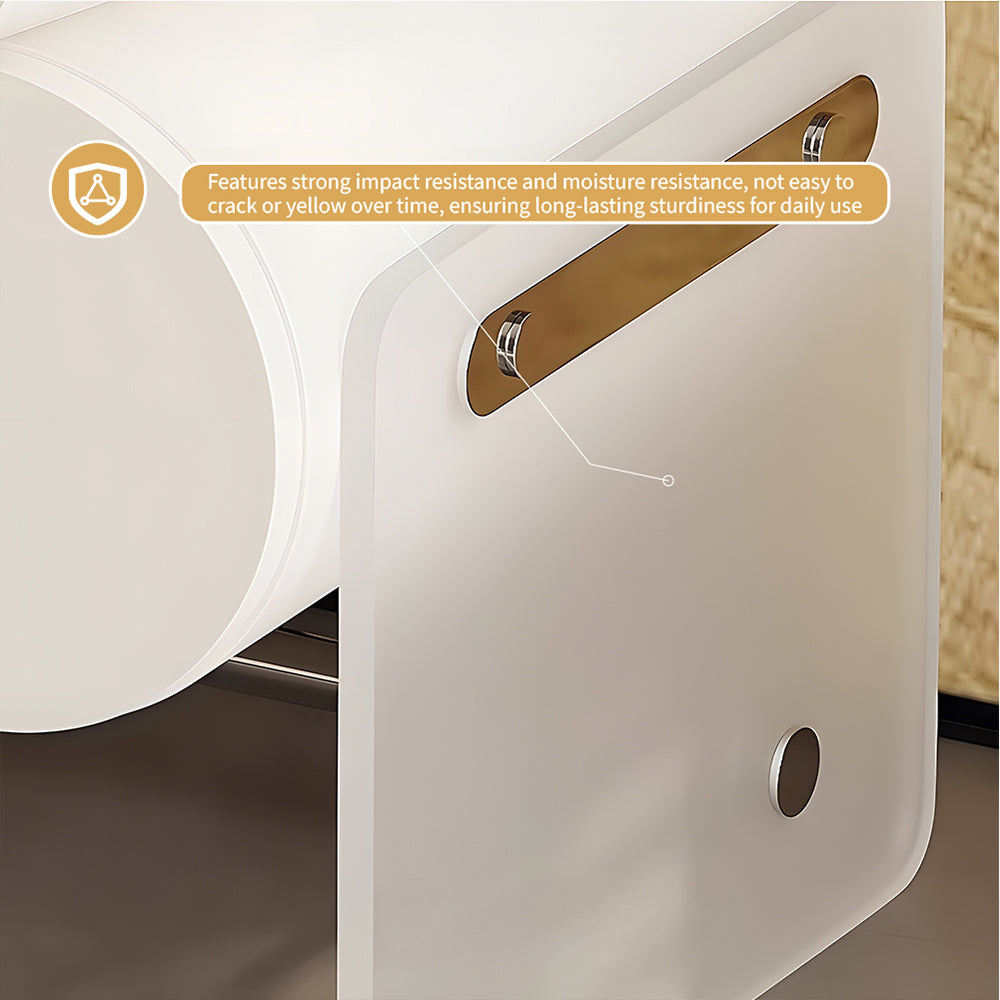 Elegant White Rotating Nightstand with Dual Drawers