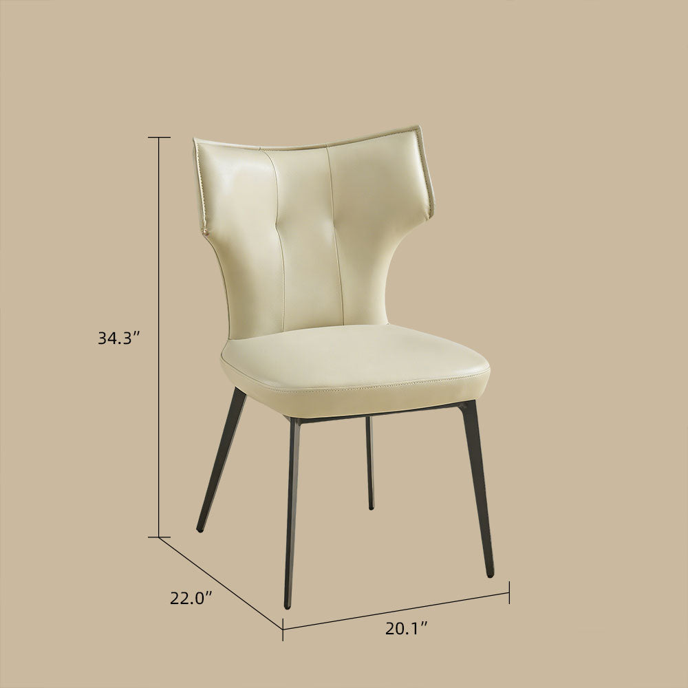 Modern Faux Leather Dining Chair with Sculpted High Back Black Metal Legs 1 Piece