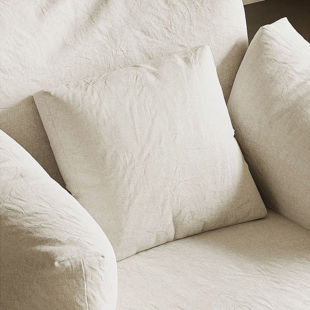 Modern Solid Wood 360° Swivel Lounge Chair with Cushions and Sculptural Frame