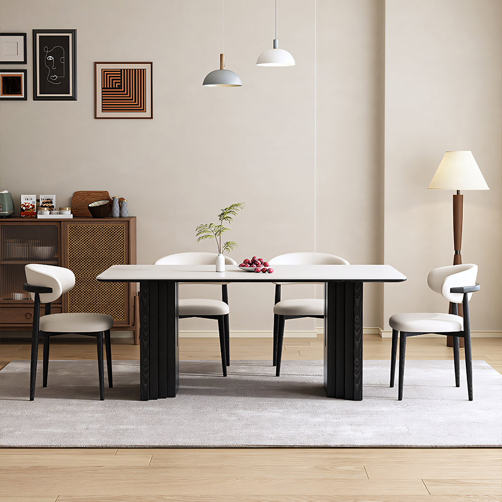Modern Rectangular Dining Table with White Sintered Stone Top