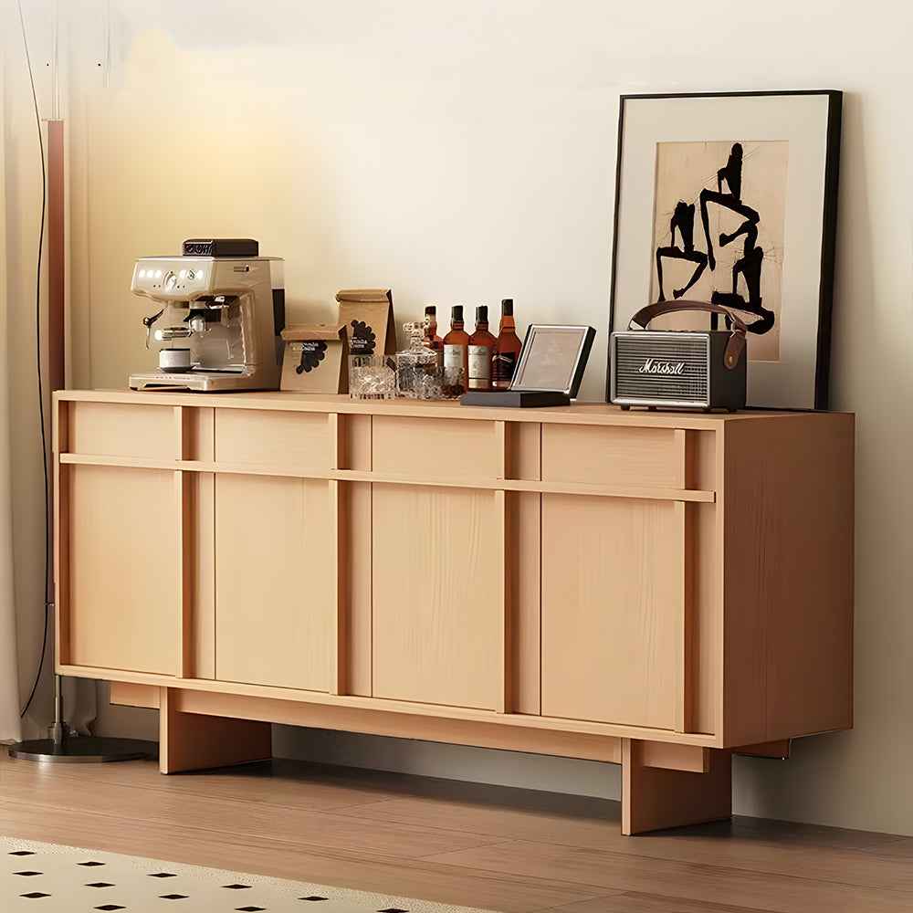 62.9'' Modern Walnut Sideboard Cabinet Wooden Buffet Storage Minimalist Console for Dining Room & Living Room