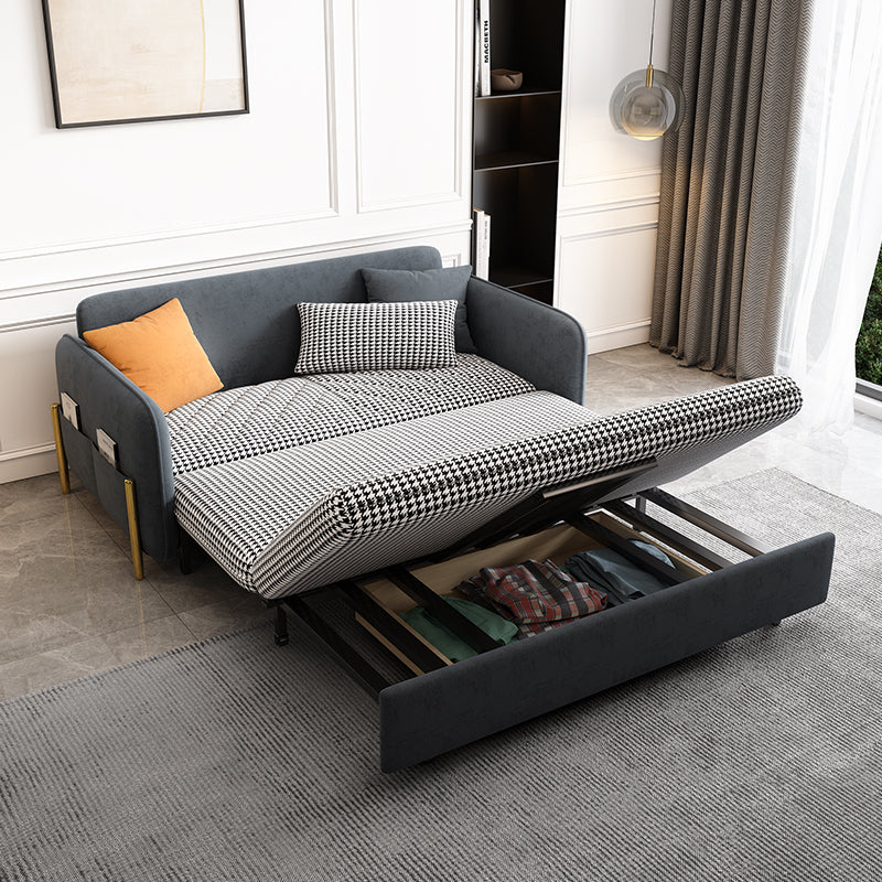 Sofa Bed Solid Wood Metal Frame Velvet Fabric Modern Convertible