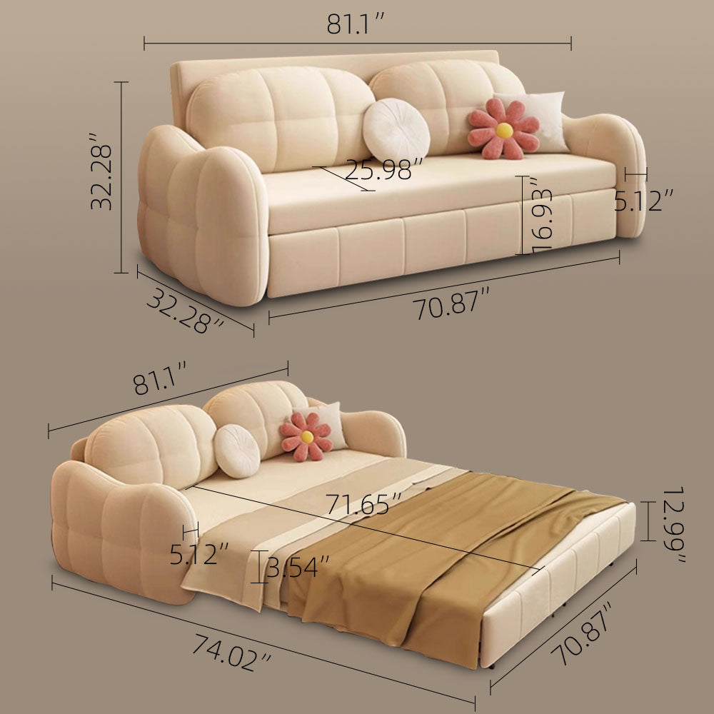 81'' Pull-Out Convertible Storage Sofa Bed Multifunctional Sleeper Couch with Cat-Scratch-Resistant Velvet and Hidden Drawers