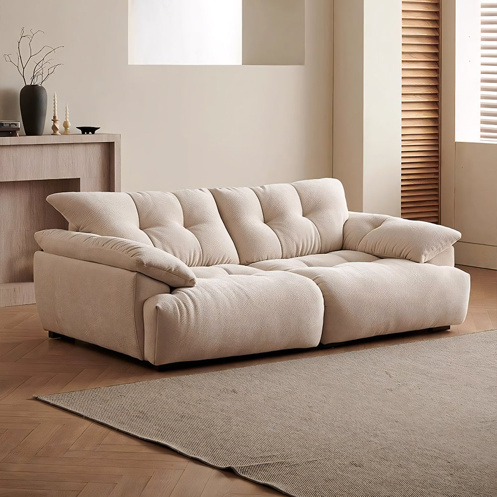 Modern Deep-Seat Tufted Chenille Sofa with Oversized Cushions