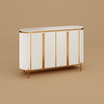 Load image into Gallery viewer, 58.5" Elegant and Modern White and Gold Sideboard Cabinet with Ample Storage
