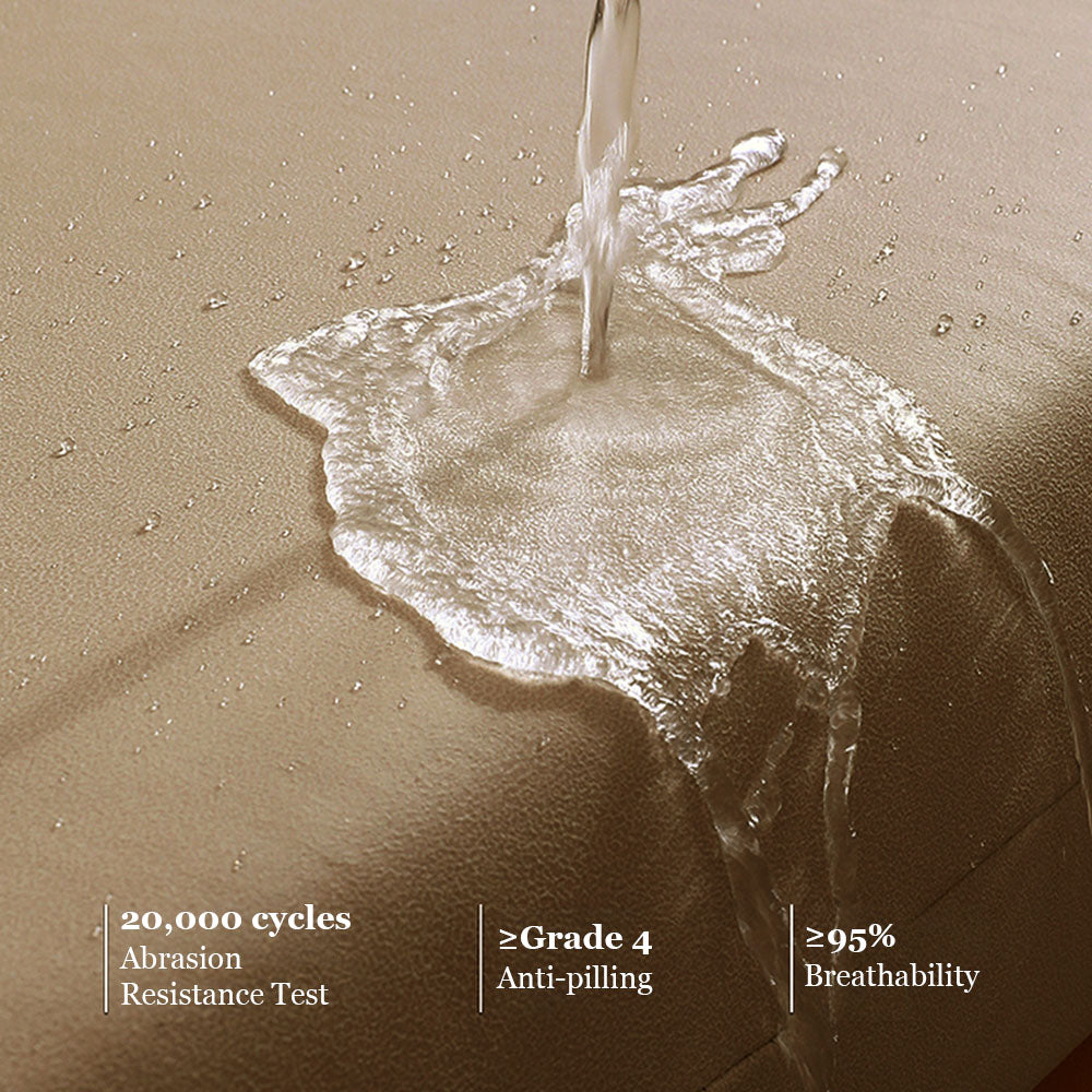 Close-up of pet-resistant faux leather upholstery texture