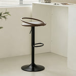 Load image into Gallery viewer, Modern Swivel Adjustable Bar Stool Set of 2 Brown Upholstered Seats Stainless Steel Base
