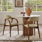 Load image into Gallery viewer, Modern Wood Dining Chair with Cream Upholstered Seat and Curved Arms 1 Piece
