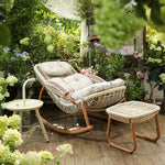 Load image into Gallery viewer, Modern Outdoor Rocking Lounge Chair with Cushioned Seat and Woven Frame
