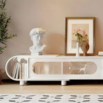 Load image into Gallery viewer, 78.7'' Modern Minimalist White TV Stand with Sculptural Storage Design
