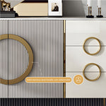 Load image into Gallery viewer, 62.4&quot; Sleek Modern White and Gold Buffet Cabinet with Circular Accents
