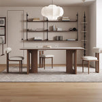 Load image into Gallery viewer, Modern Dining Table Set Solid Wood Legs Walnut Veneer Scratch Resistant Sintered Stone Top
