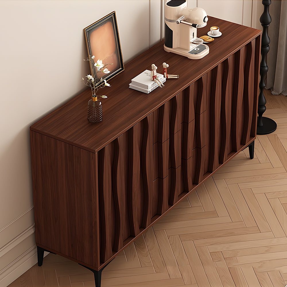 Modern Walnut Sideboard with Sculpted Wave Panels and Minimalist Silhouette