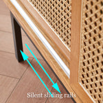 Load image into Gallery viewer, 39" Modern Rattan Sideboard 2-Door Natural Wood Buffet Cabinet with Metal Legs
