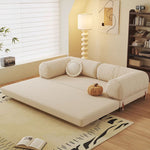 Load image into Gallery viewer, 70.8" modern convertible sofa bed in beige with soft corduroy upholstery and minimalist design
