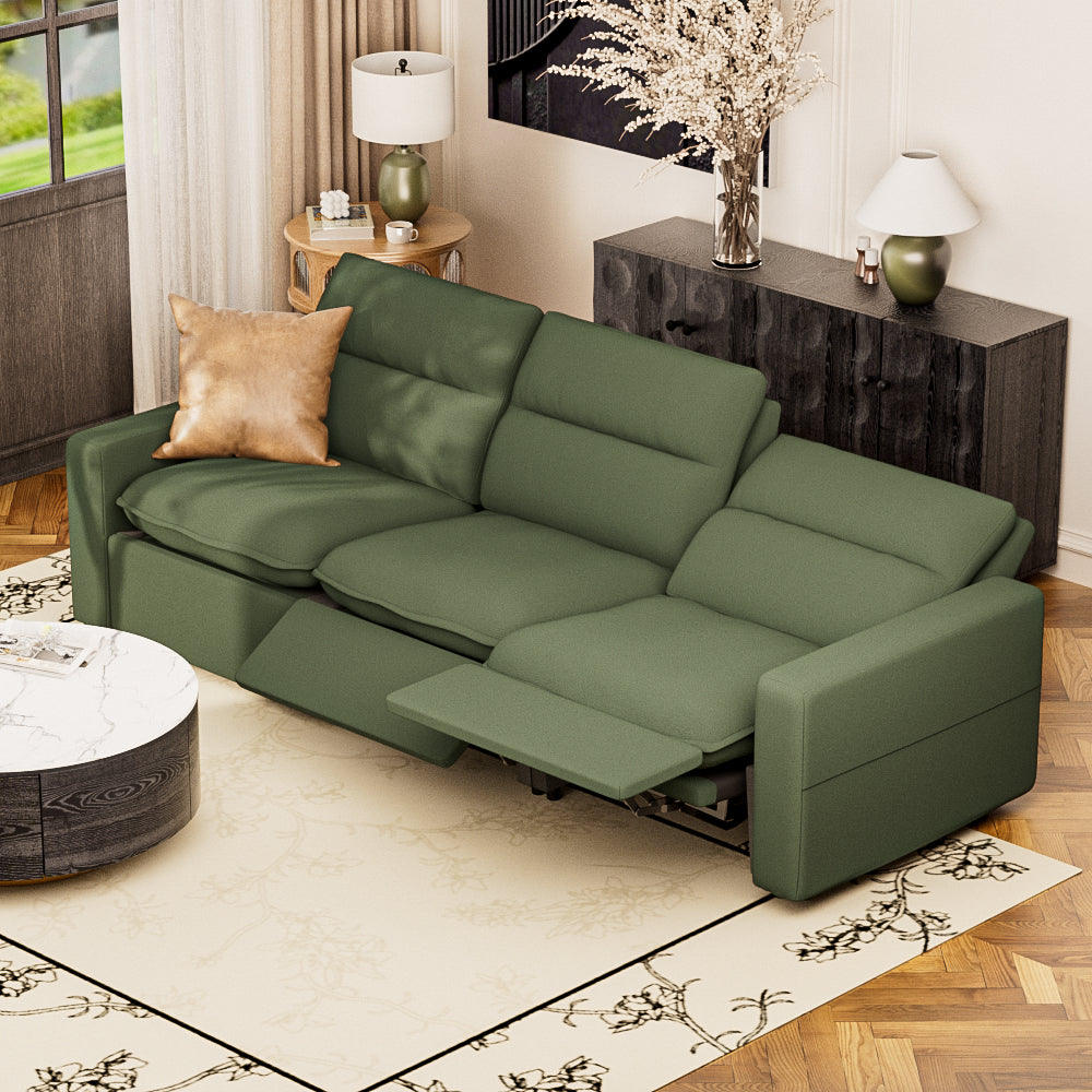 80.34''Power Recliner Sofa with USB Ports, Adjustable Backrest & Footrest, High-Density Cushions, Modern Minimalist Living Room Sofa